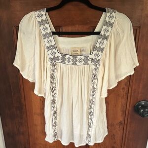Elie Tahari Cream Embroidered Blouse
